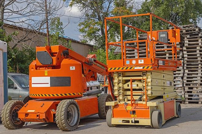 warehouse equipment in action - forklift in motion in Carlyss